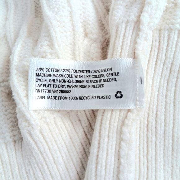A NEW DAY Cream Off White Cable Knit Flutter Sleeve Tank Sweater Size Small - Picture 7 of 7